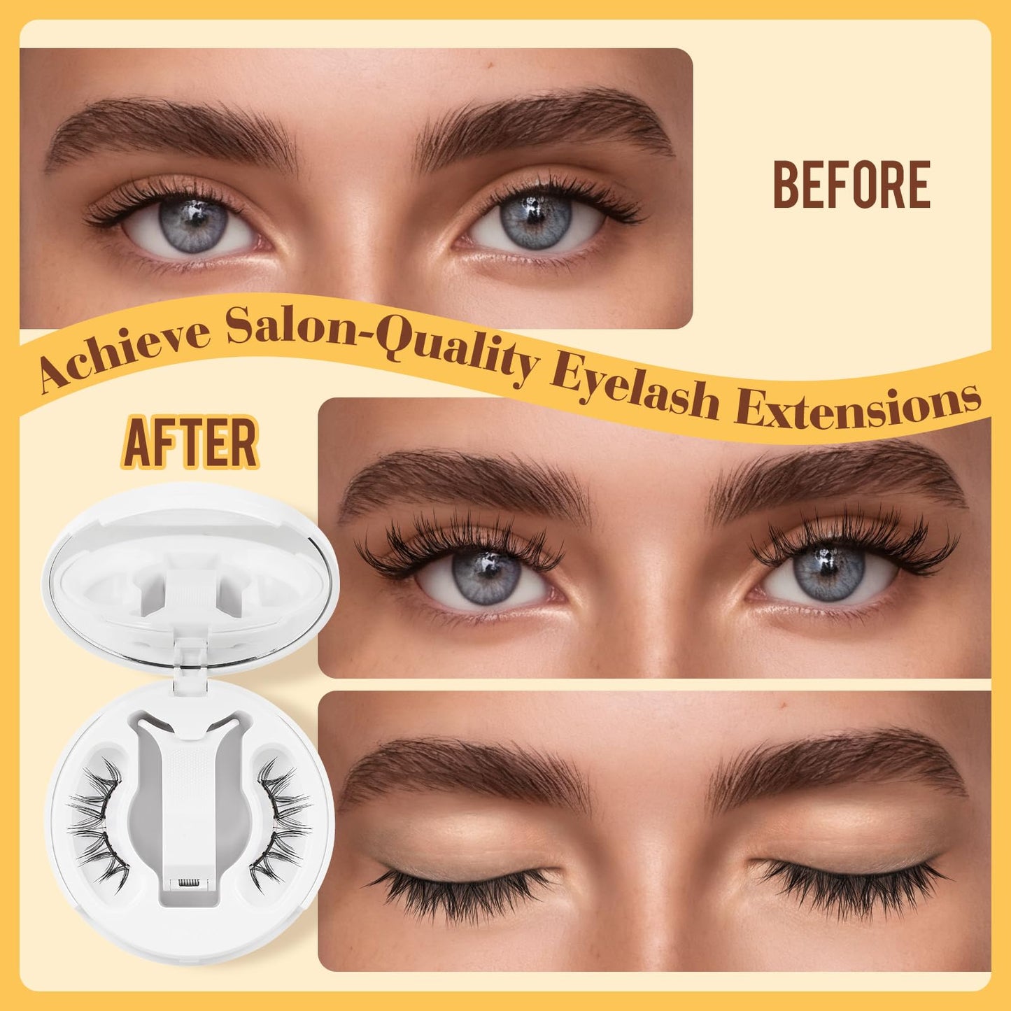 QUEWEL Magnetic-Eyelashes with Applicator, Upgrade 1 Pair Soft Magnetic Lashes, No Glue Needed Reusable Magnetic Eyelashes So Soft and Suitable Beauty and Personal Care QUEWEL