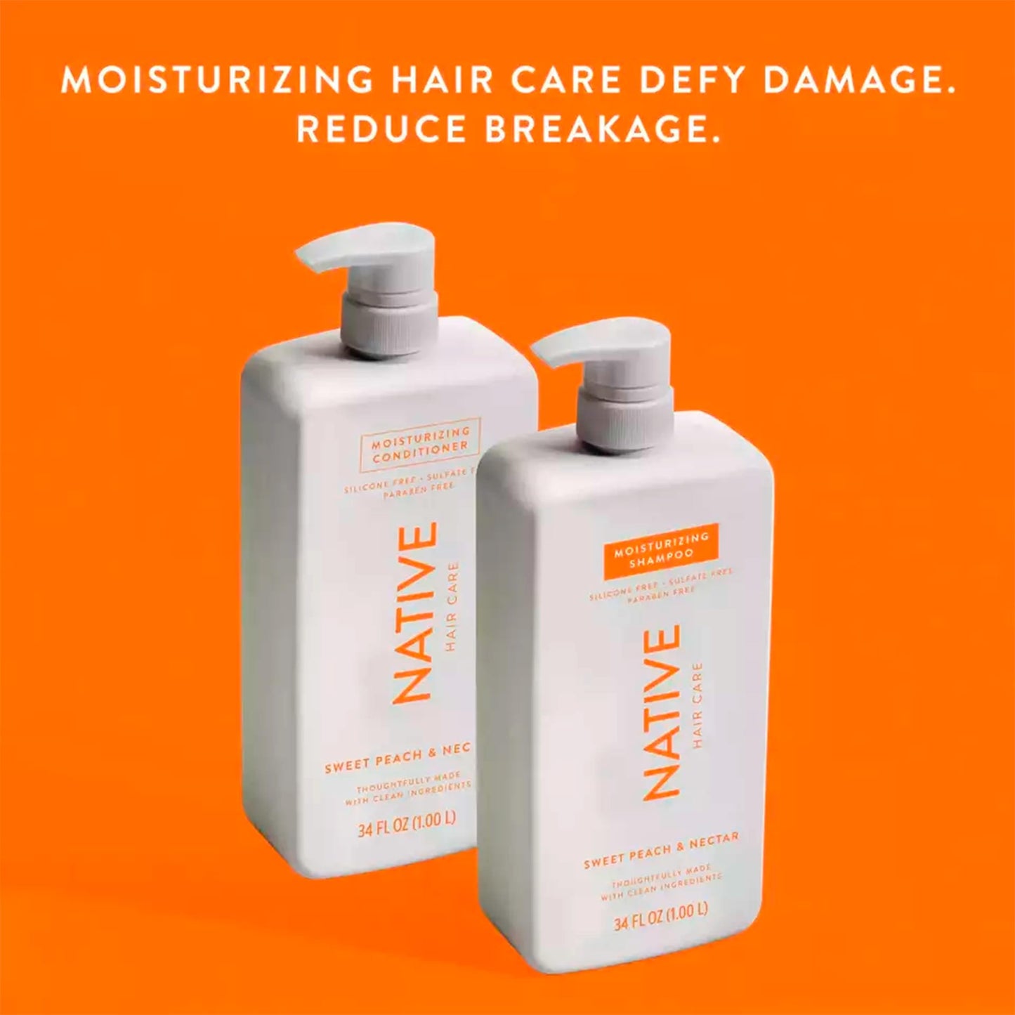 Native Sweet Peach & Nectar Shampoo & Conditioner, 34 Fl. Oz. - Pack Of 02.