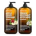 MAJESTIC PURE Apple Cider Vinegar Shampoo and Avocado Coconut Conditioner Set - Restores Shine & Reduces Itchy Scalp, Dandruff & Frizz - Sulfate Free