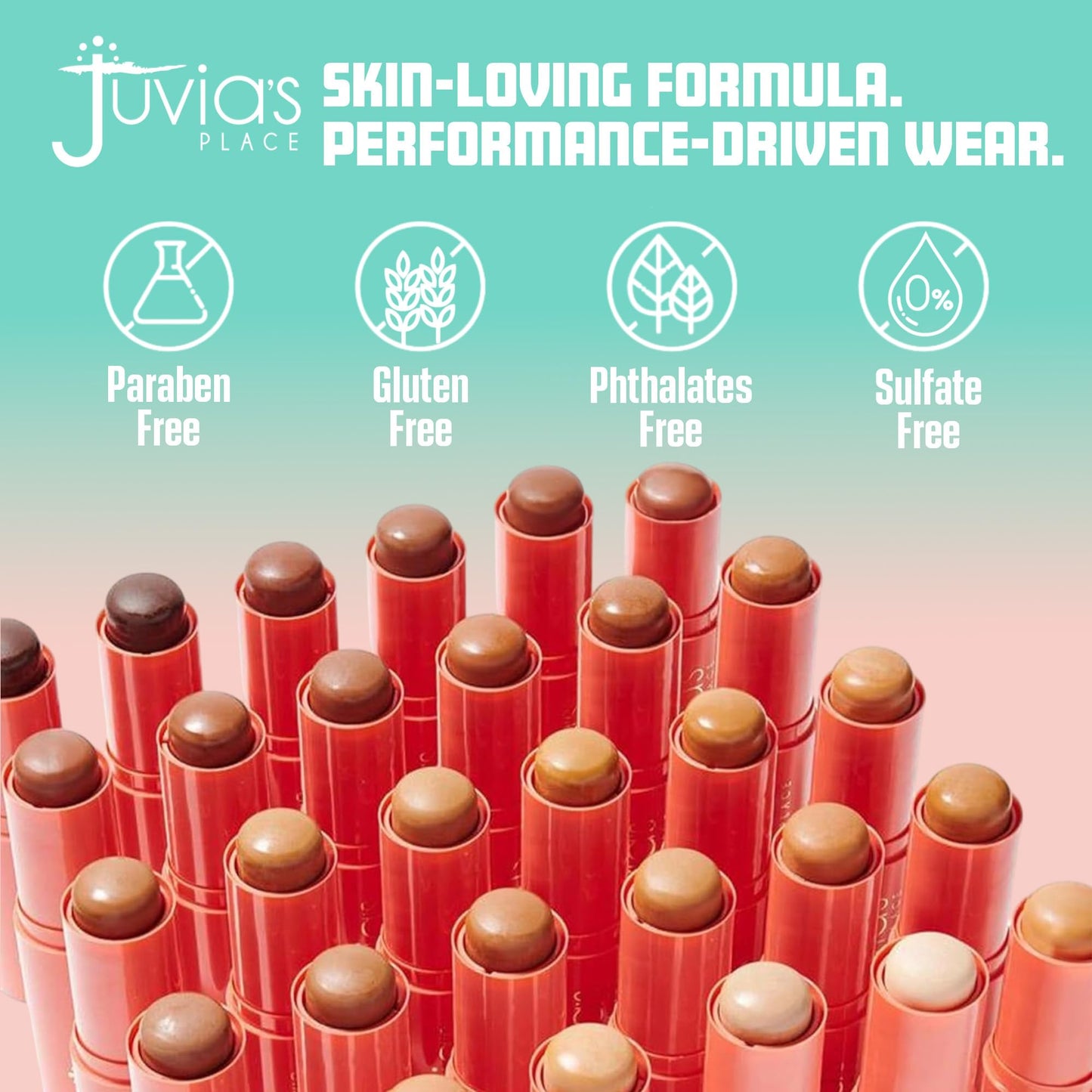 Juvia's Place I Am My Skin Hydra-Tint Foundation Stick - 9 Guinea - Cool, Rich Brown with Neutral Tones, Buildable, Hydrating & Blurring Coverage, Satin Finish for a Flawless, Glowy Look All Day