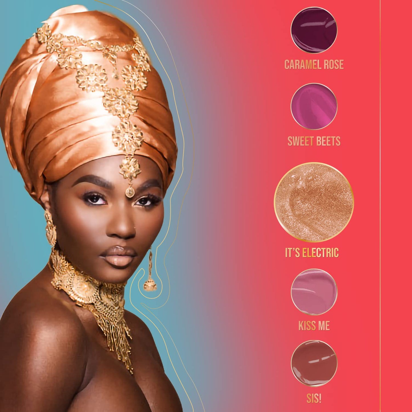 Juvia's Place Lip Gloss Glass It's Electric - Gold Shimmer,16 oz, Clear, Plump, Long Lasting Non-Sticky Luscious High Shine,Glides on Richly Glossy
