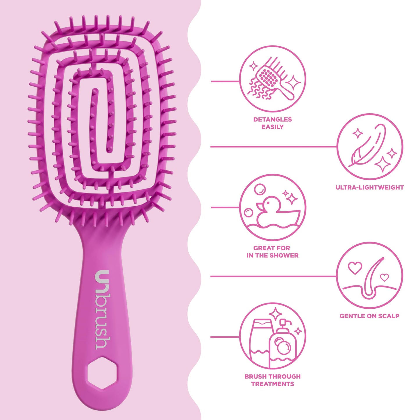 FHI Heat UNbrush Flex Detangling Brush - Ultra-Flexible, Pain-Free Hair Brush Detangler with DuoFlex Anti-Static Bristles for Removing Tangles Beauty and Personal Care FHI Heat