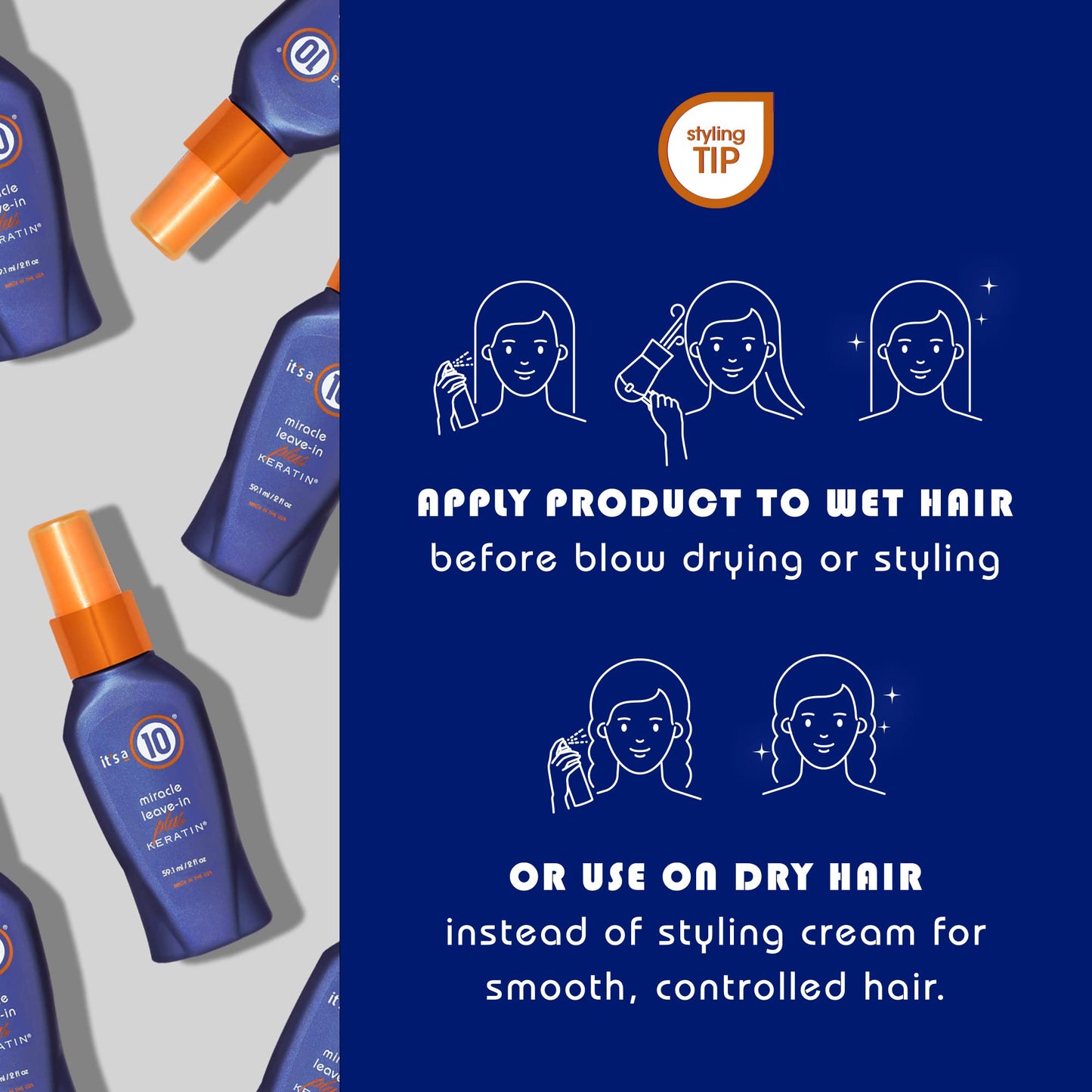 Its A 10 + Keratin Mir Le Size 2z Its A 10 + Miracle Leave-In Plus Keratin, 2 Fl. Oz (Pack of 3)