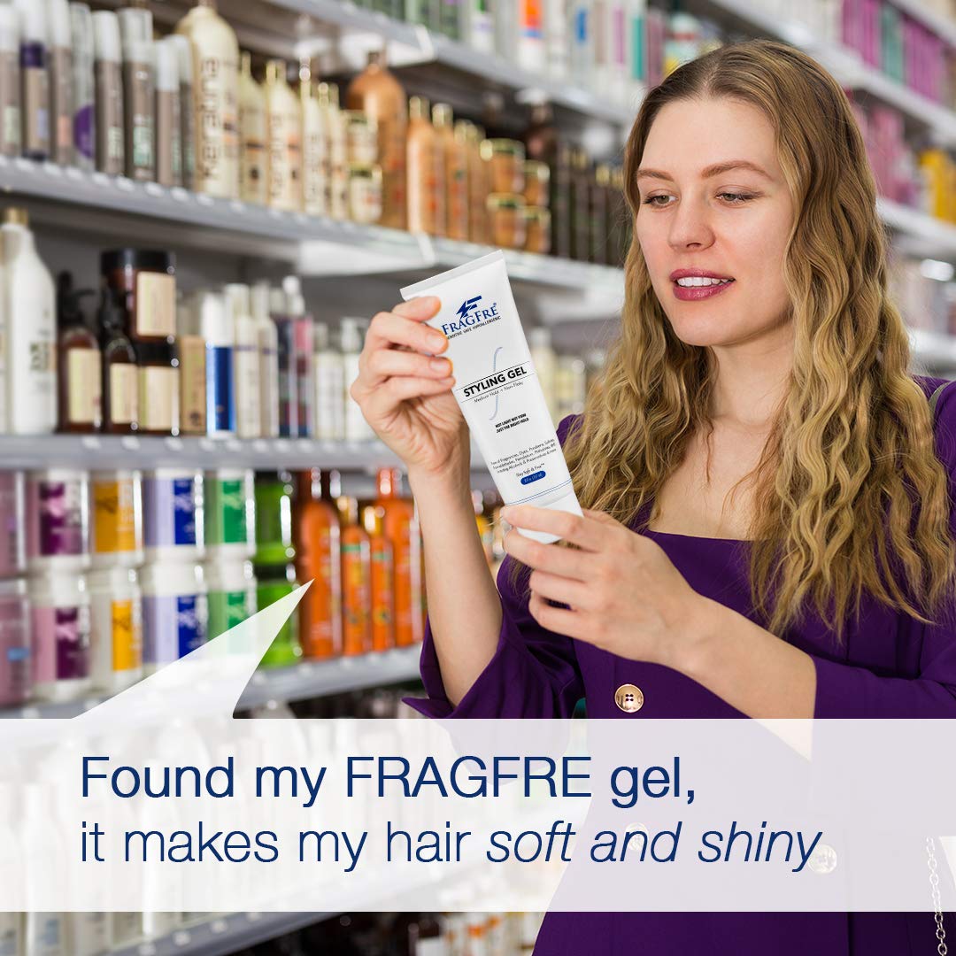 FRAGFRE Styling Gel Fragrance Free 8 oz Medium Hold - Hair Styling Gel for Sensitive Skin - Hypoallergenic Parabens Free - Gluten Free Vegan Cruelty