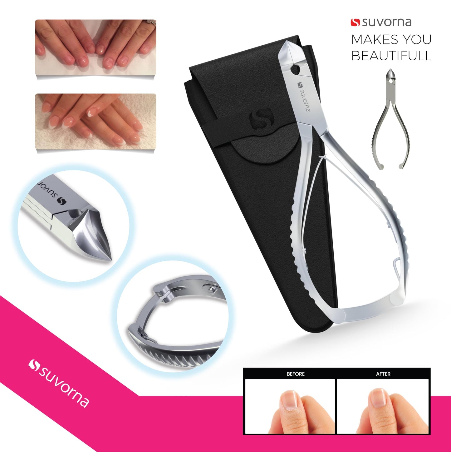 Suvorna Podiatrist Toenail Clippers Concave Jaw and Back Lock, 5.5" Extra Large Toe Nail Clippers for Thick Nails, Heavy Duty Nail Clippers for Thick