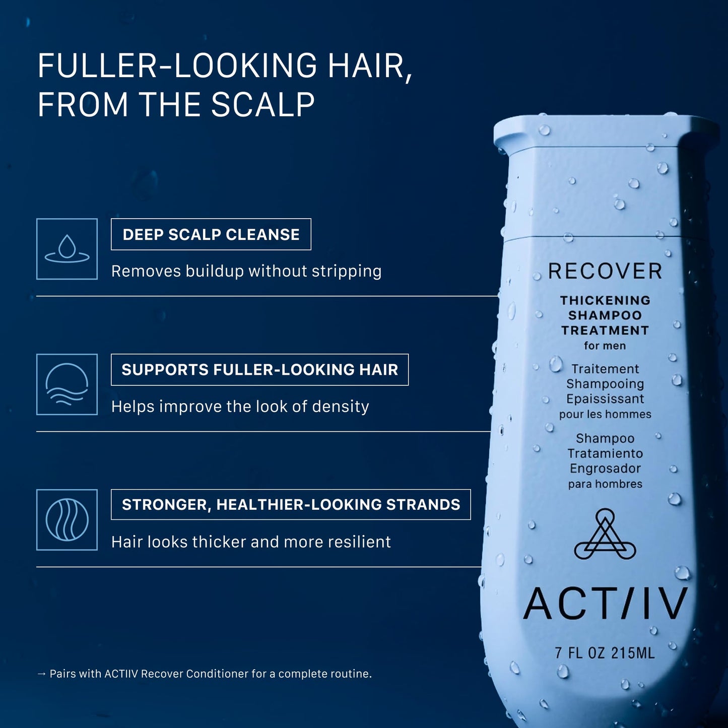 ACTIIV Recover Thickening Shampoo & Conditioner Bundle for Men (7 oz Each) - For Fine & Thinning Hair, Supports Fuller, Thicker-Looking Hair & Healthy