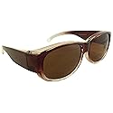 Ideal Eyewear Womens Ombre Fit Over Sunglasses Wear Over Prescription Glasses - Polarized Lenses - Case Included (Brown)