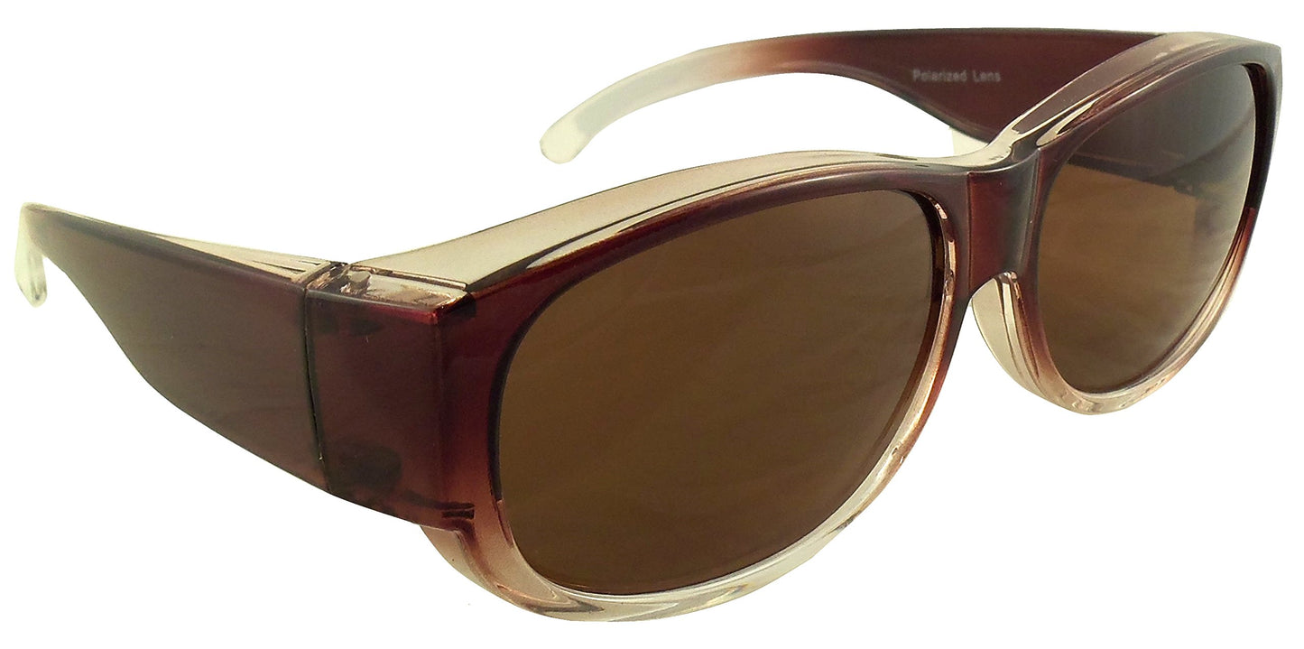 Ideal Eyewear Womens Ombre Fit Over Sunglasses Wear Over Prescription Glasses - Polarized Lenses - Case Included (Brown)