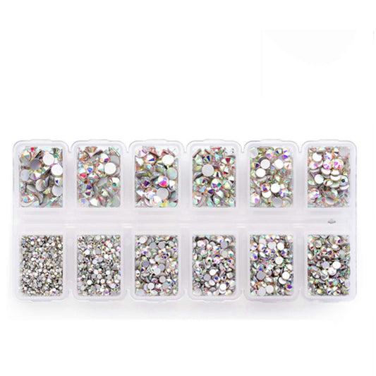 Zealer 1800pcs Crystals AB Nail Art Rhinestones Round Beads Top Grade Flatback Glass Charms Gems Stones for Nails Decoration Crafts Eye Makeup Clothes