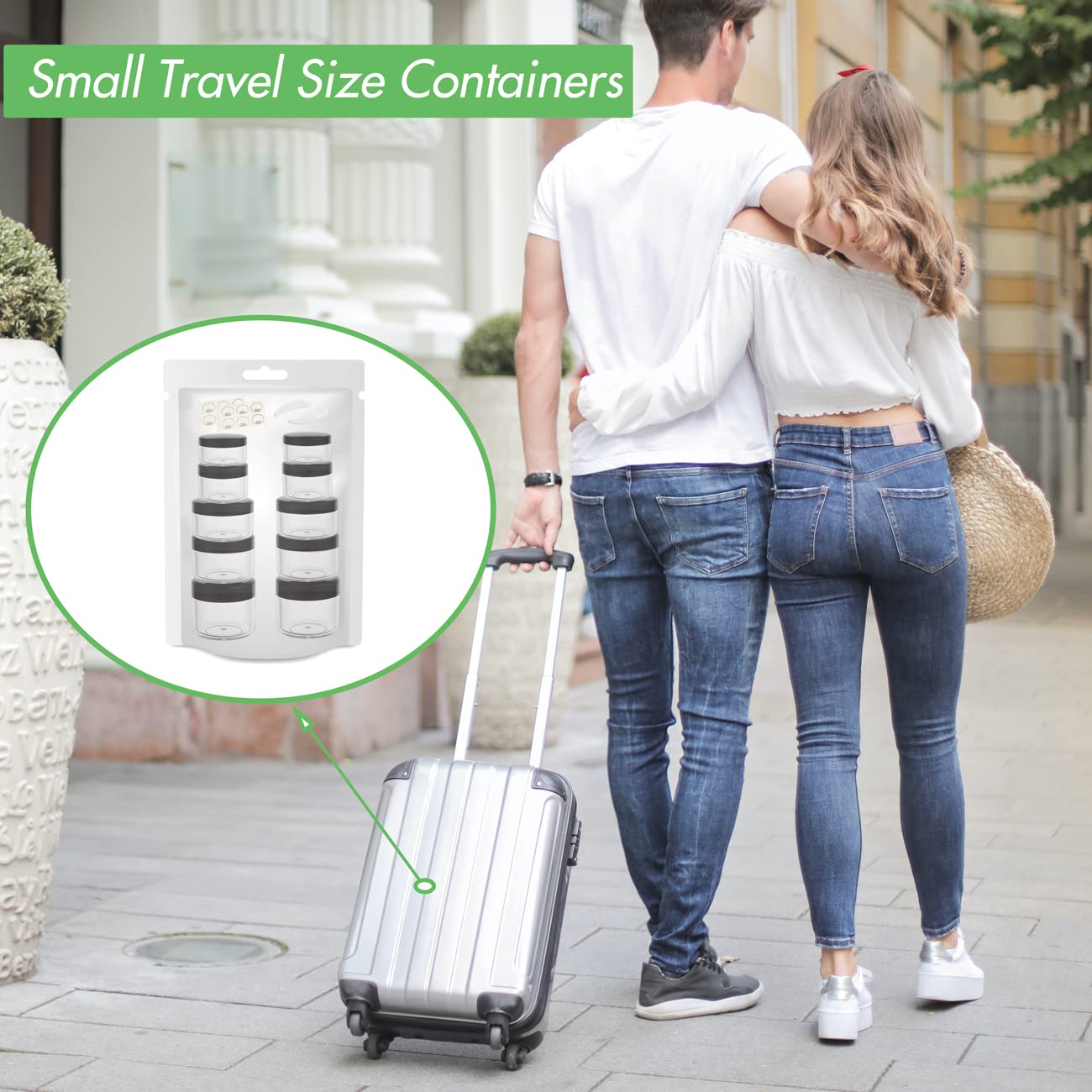 10pcs Small Travel Containers, Black Sample Jars with Screw Lids, 5 Size 3/5/10/15/20 Gram, 12pcs Labels and 2pcs Mini Disposable Spatula, Makeup Beauty and Personal Care ZEJIA