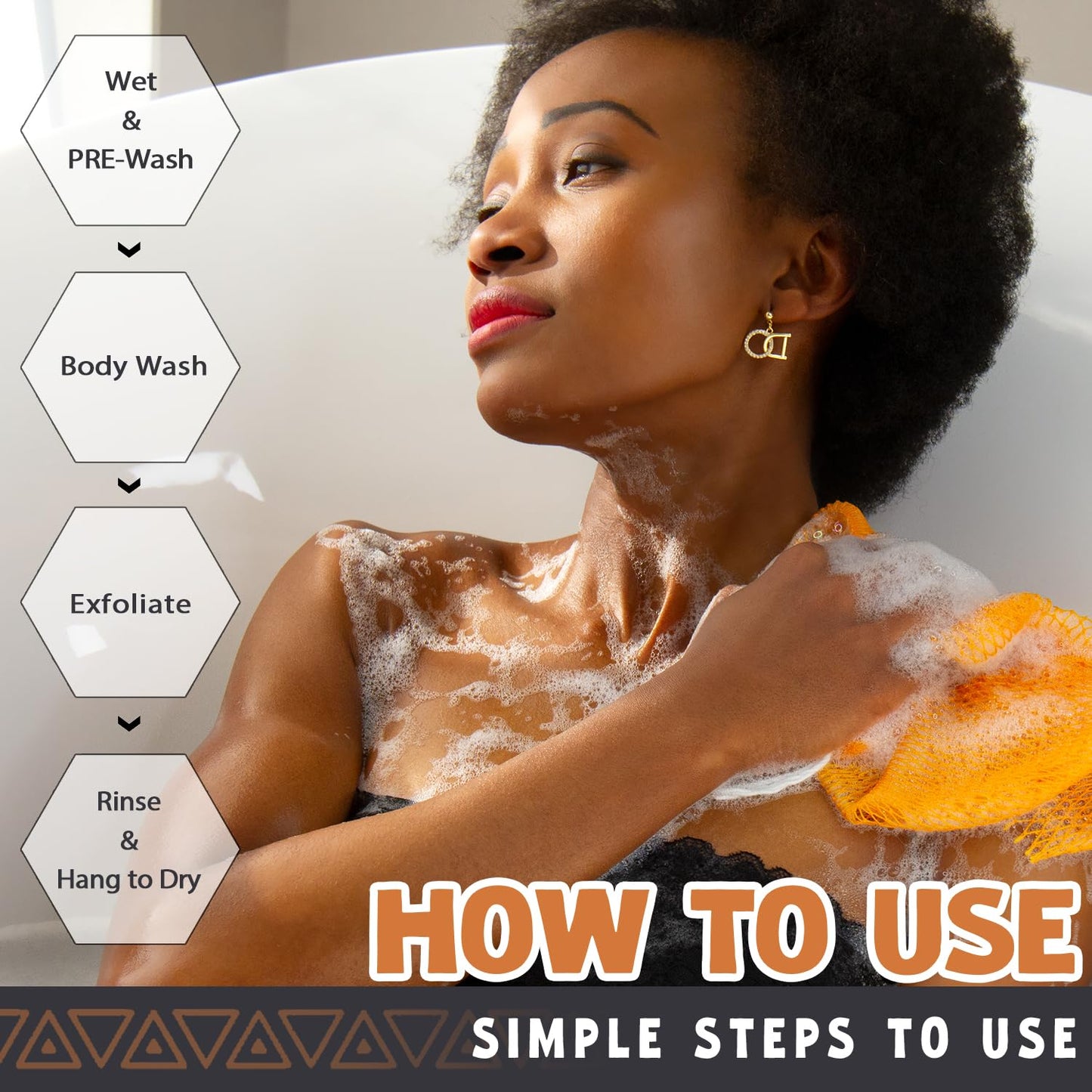 African Net Sponge Authentic - African Exfoliating Net Sponge Real African Wash Cloth Loofah - African Bath Sponge with Knots Exfoliator Net Beauty and Personal Care Hrsqu