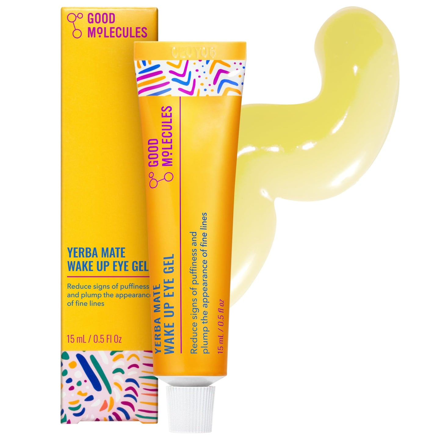 Good Molecules Yerba Mate Wake Up Eye Gel - Hydrating Under Eye Gel Cream with Hyaluronic Acid and Caffeine - Target Dark Circles and Puffiness - Skin