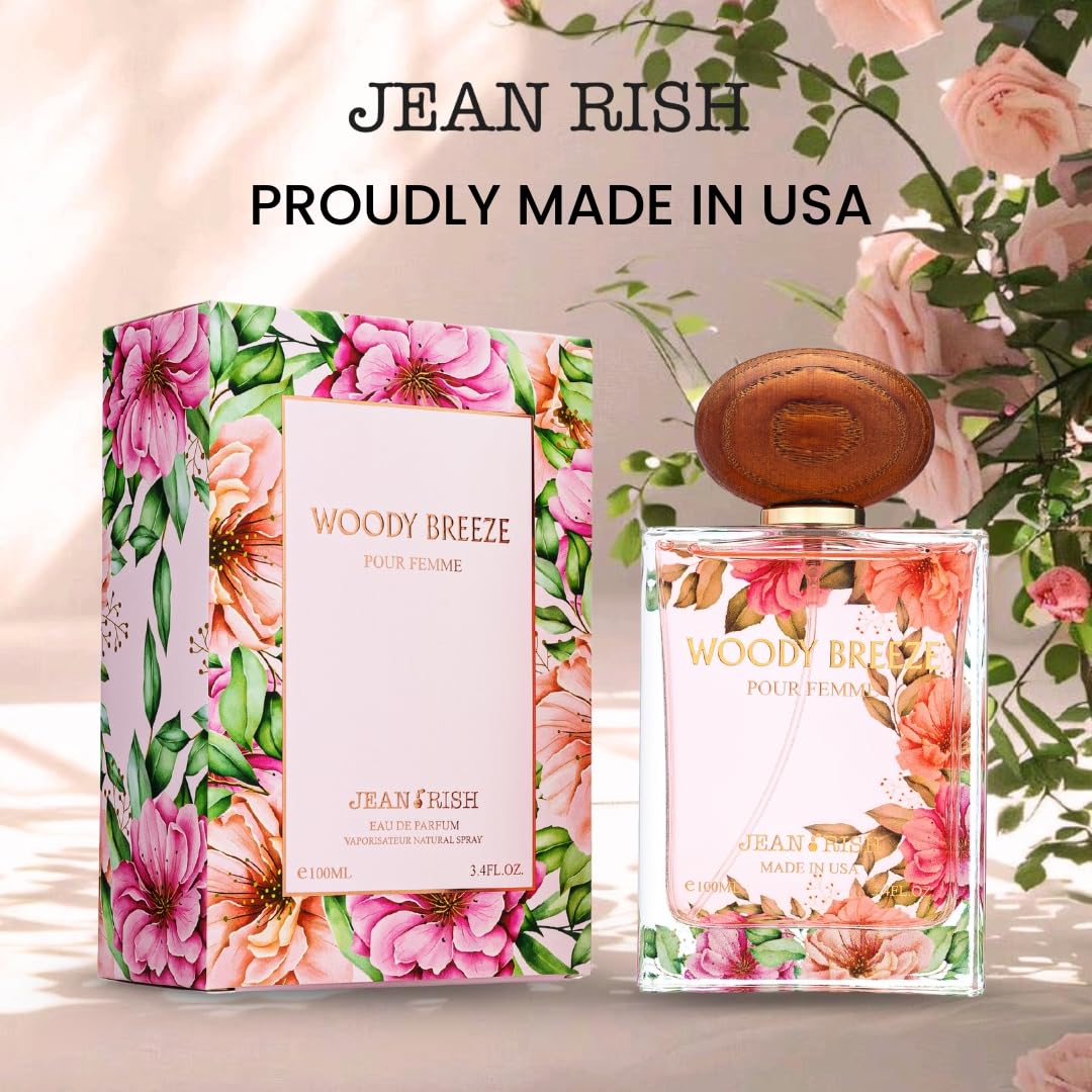 Jean Rish Woody Breeze Perfume for Women Eau De Parfum, Long-Lasting Luxury Fragrance, Made In USA - Pear, Jasmine, Iris, Vanilla, Patchouli Scent -
