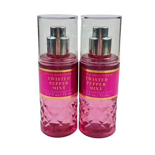 Bath & Body Works Mini Travel Size Fine Fragrance Mists, 2.5oz Each, Set of 2 (Twisted Peppermint)