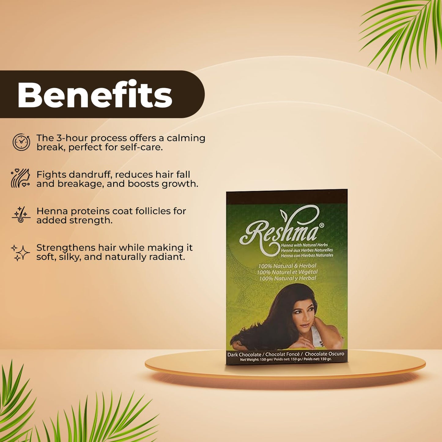 Reshma Beauty Ayurvedic Henna Hair Color Blend - Henna & Indigo with Herbal Extracts - Natural Deep Brown/Dark Chocolate Hair Color for Gray Blending