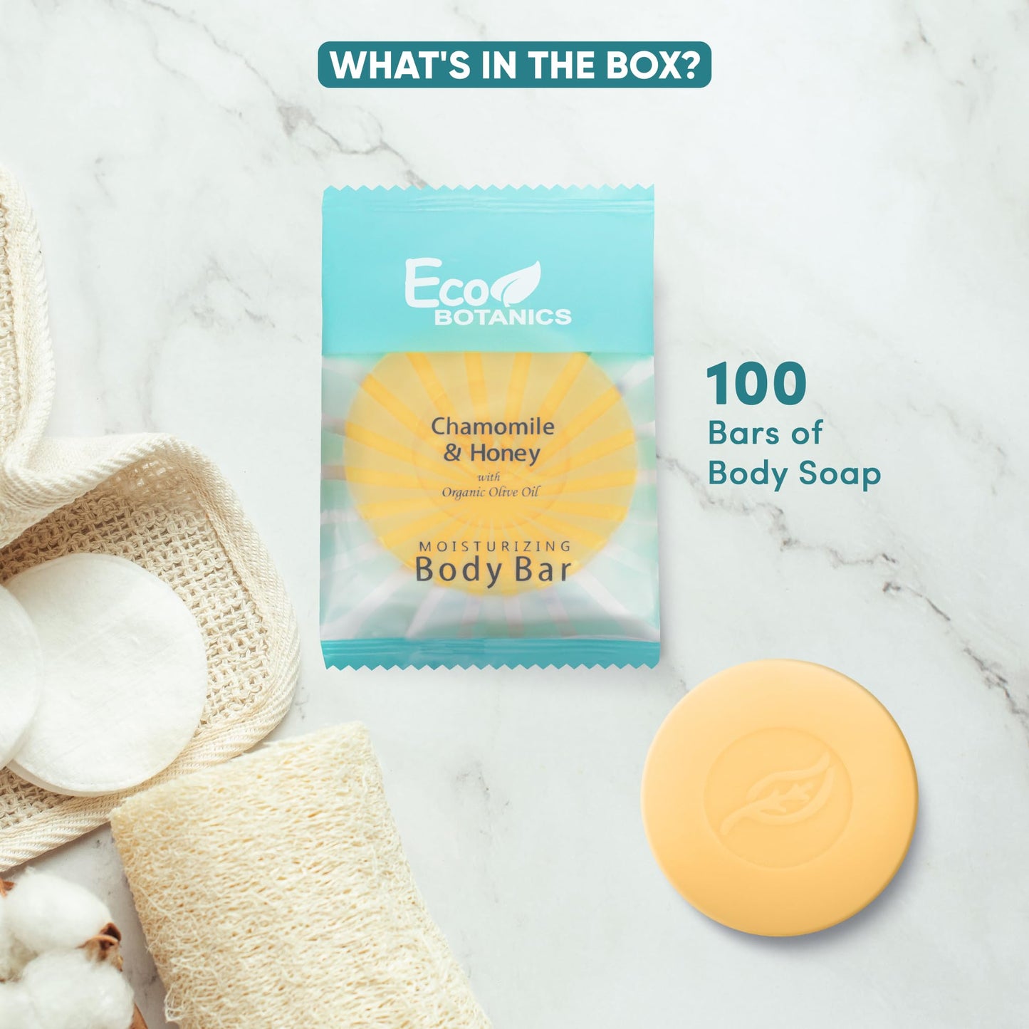 Eco Botanics Travel Size Hotel Toiletry Set 100 Count 0.85 oz Bottles Guest Amenities for Vacation Rentals and Short Term Rentals Paraben Free White