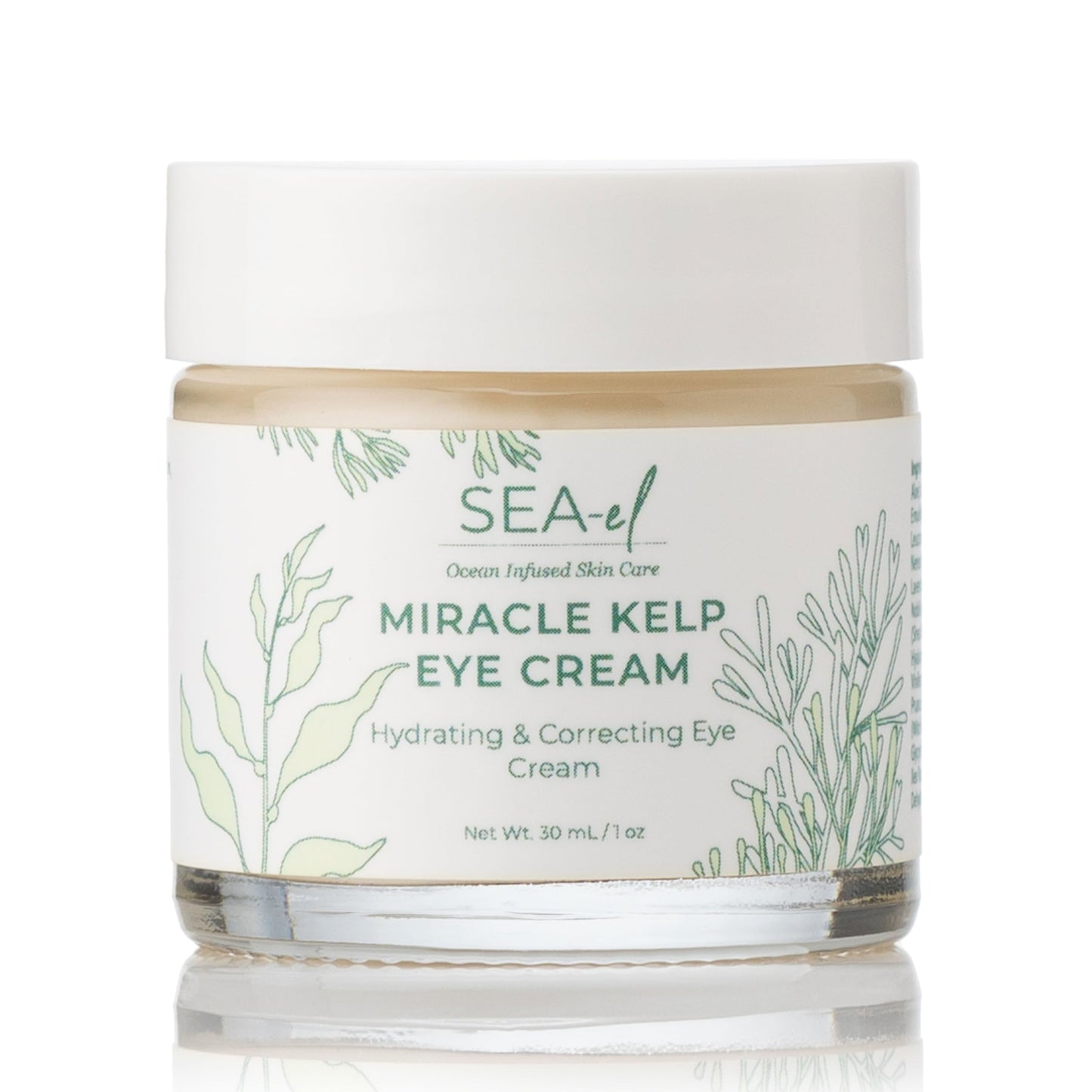 Sea-El Miracle Sea Kelp Eye Cream Hydrating & Correcting Yerba Mate Caffeine & Hyaluronic Acid for Dark Circles Bags & Puffiness - Daily Anti Aging