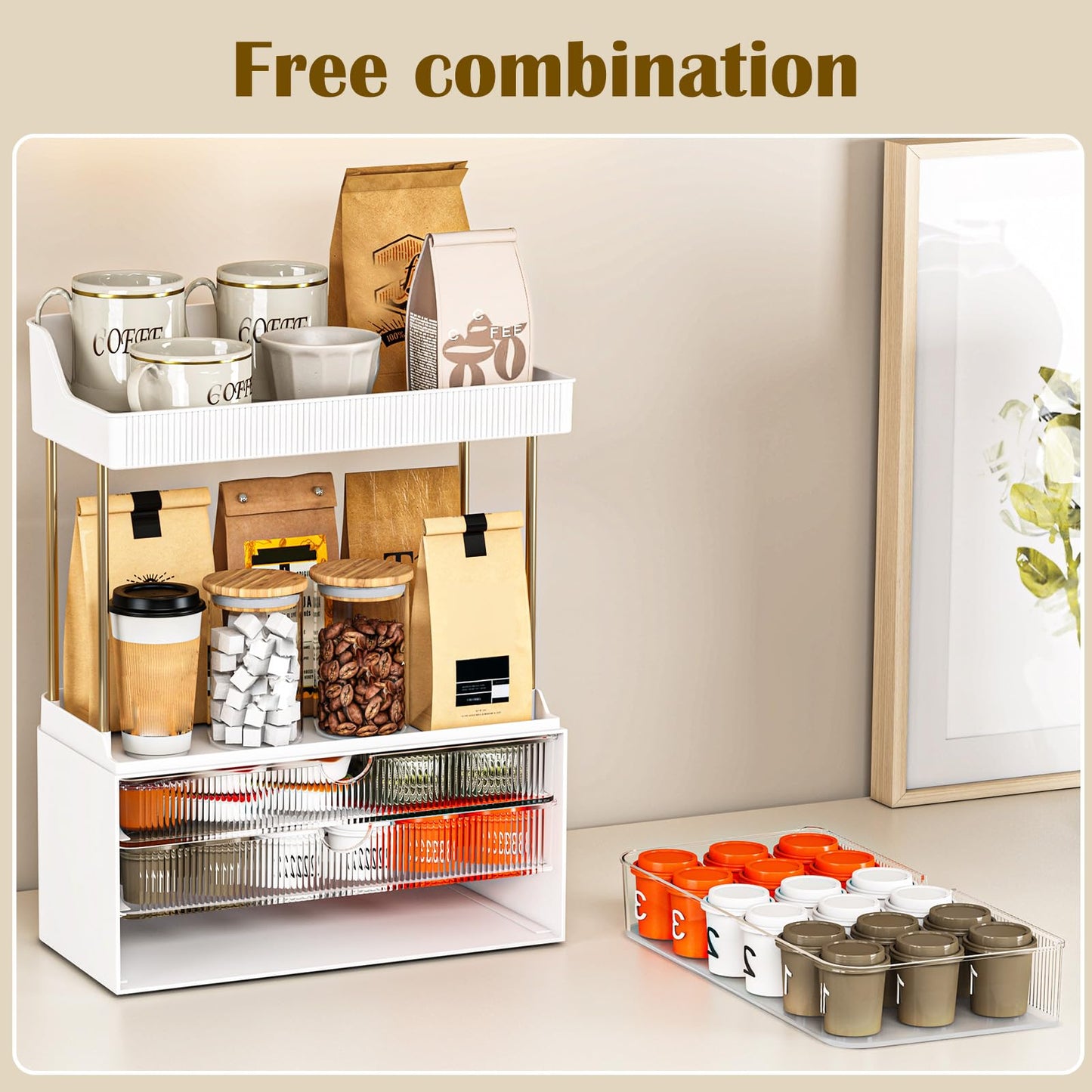 caktraie 2 Pack Bathroom Counter Organizer - 3 Drawers Makeup Organizer, Cosmetic Storage Drawer for Dresser Countertop and Bathroom Vanity for Large Beauty and Personal Care caktraie
