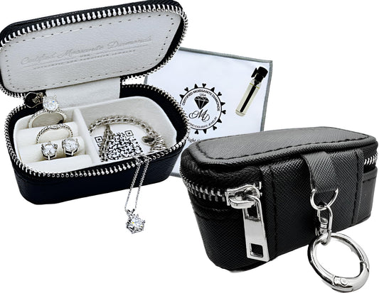 CMD Travel Jewelry Box Case Holder with Secure Keychain, Mini Portable Ring Holder for Gym, Travel Jewelry Storage with Zipper Closure, Earring…
