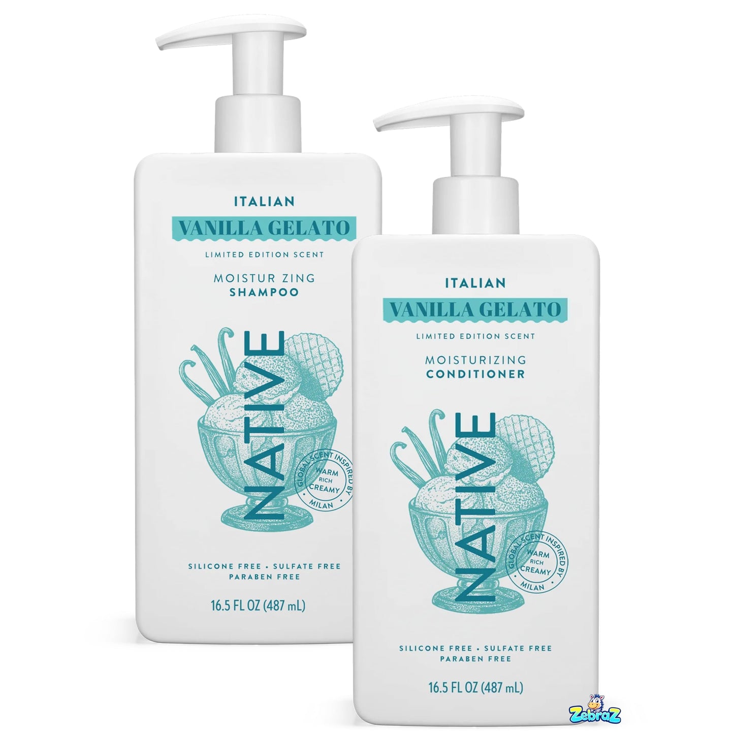 Native Italian Vanilla Gelato Limited Edition Moisturizing Shampoo Conditioner 16.5 fl oz - Pack Of 02
