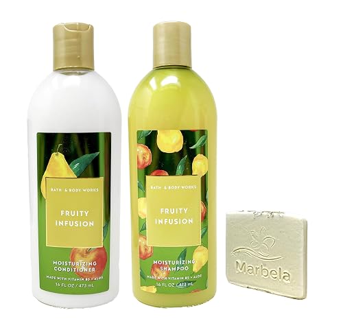 Bath & Body Works Fruity Infusion - Duo Set - Moisturizing Conditioner and Shampoo with a Natural Oats Sample Soap