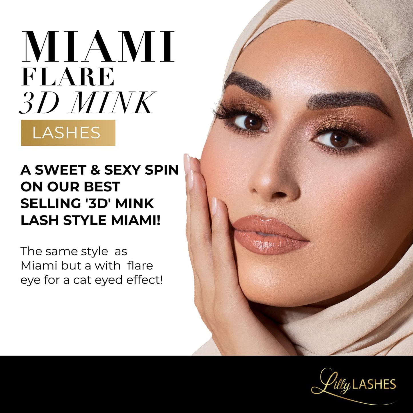 Lilly Lashes Miami Flare 3D Mink Lashes, Mink Eyelashes, The Original Lilly Lash For Wispy & Natural Look, Reusable Eyelashes up to 25x, Fluffy