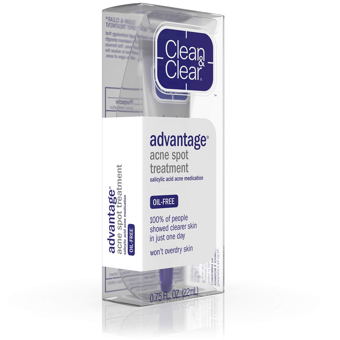 Clean & Clear Advantage Acne Spot Treatment, Oil Free Acne Treatment with Salicylic Acid, Witch Hazel, and BHA, Gel Pimple Cream for Adults and Teens