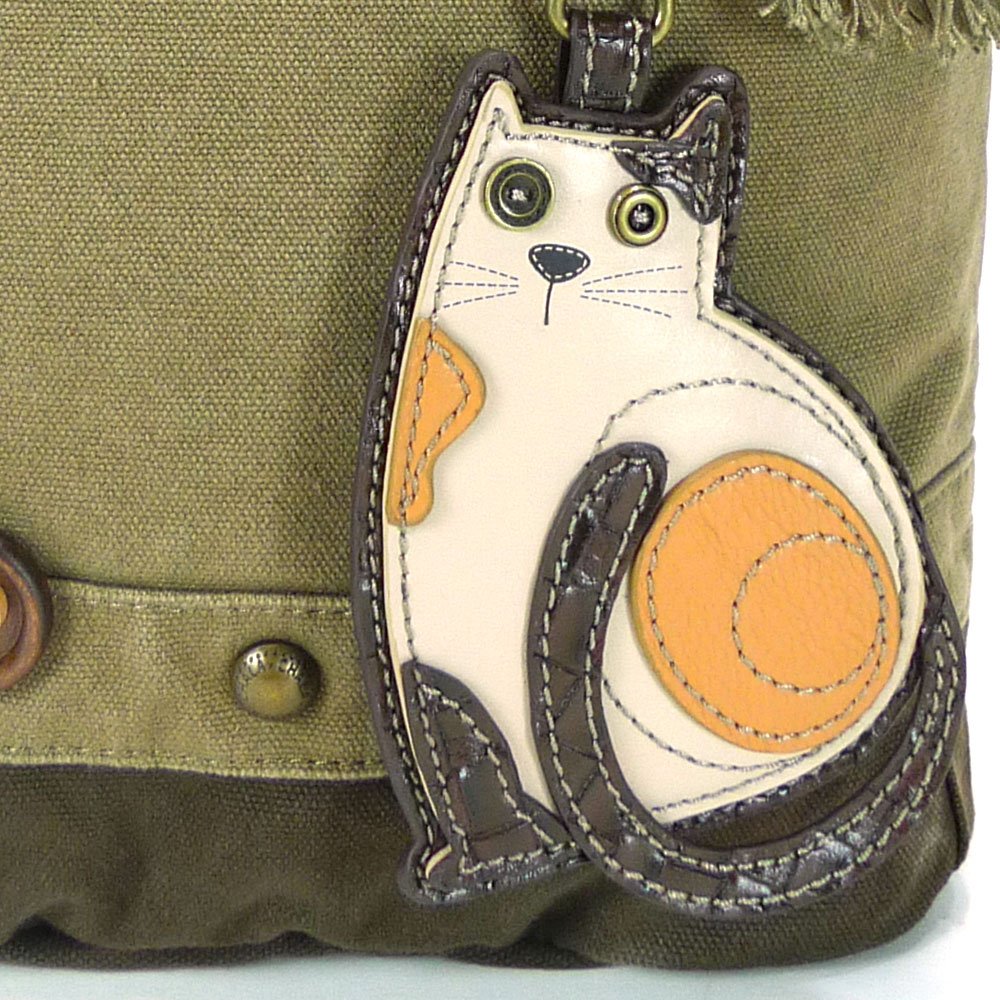 Chala Patchwork Crossbody Canvas Messenger Handbag - Olive (Cat)