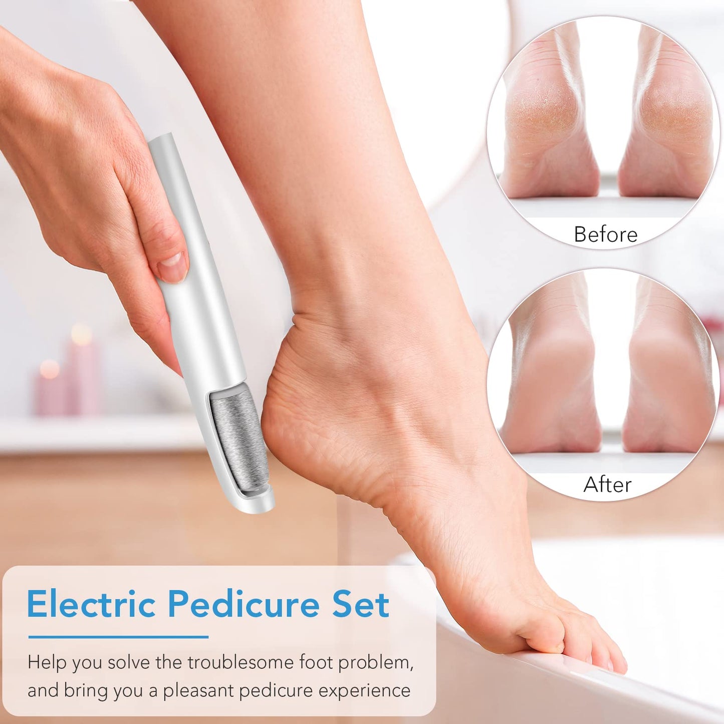 LINKEVAP Electric Callus Remover for Feet, Professional Pedicure Kit Foot Scrubber for Dry, Dead, Cracked, Hard Skin, at Home Feet Spa Care Kit