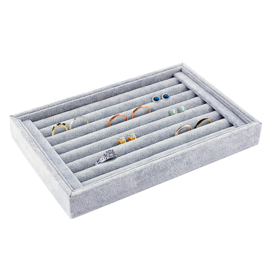 Estink Velvet Ring Earrings Display Box, Cufflinks Trays Showcase Display Ring Insert Case Holder Organizer Great for Gifts,Grey