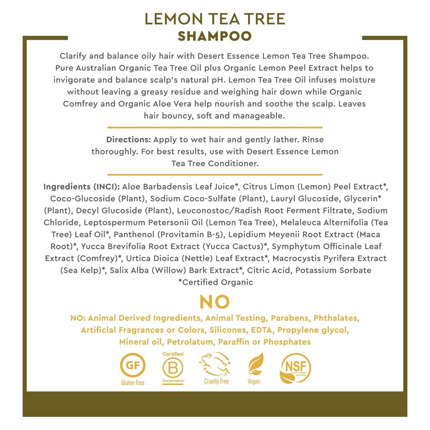 Desert Essence Lemon Tea Tree Shampoo & Conditioner Bundle - 8 Fl Ounce - Clarifying For Oily Hair - Essential Oils - Strengthen & Protect Hair