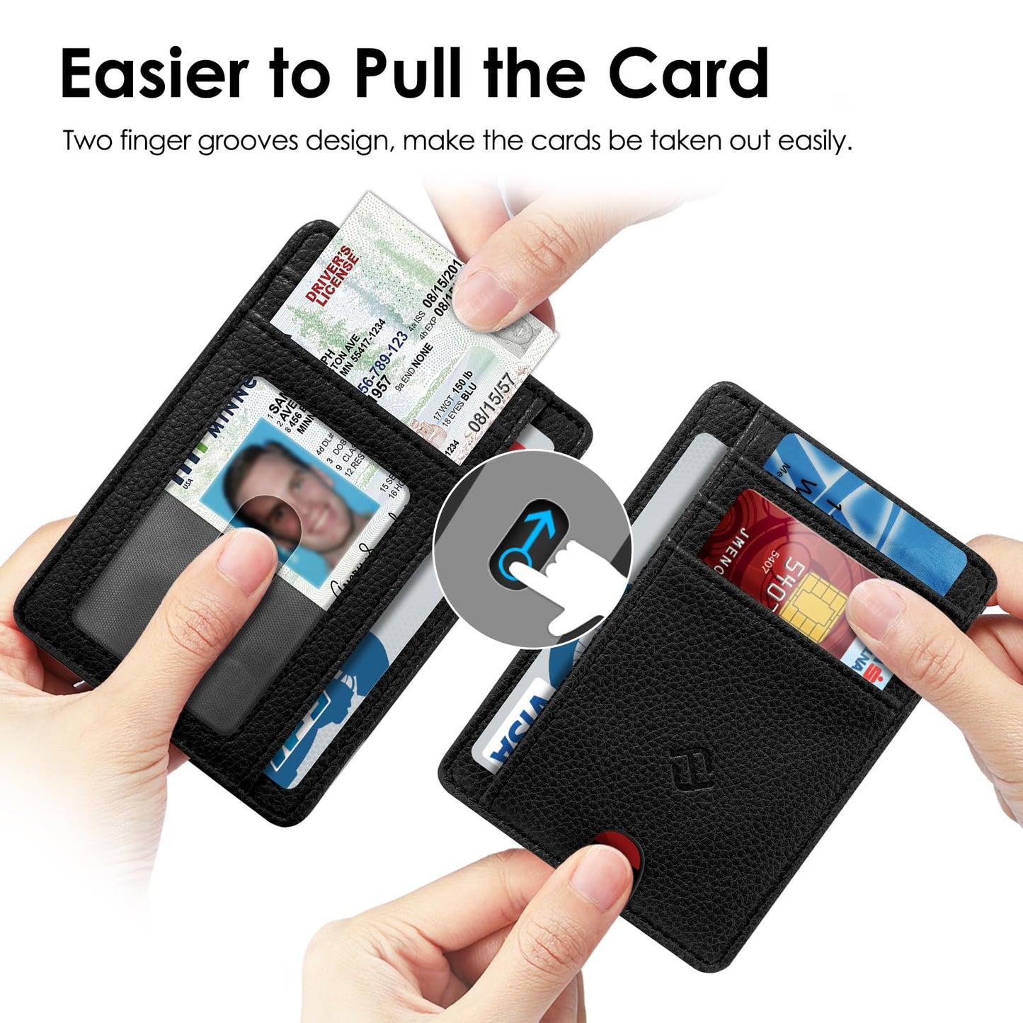 Fintie Slim Minimalist Front Pocket Wallet, RFID Blocking Credit Card Holder Card Cases with ID Window for Men Women (Black)