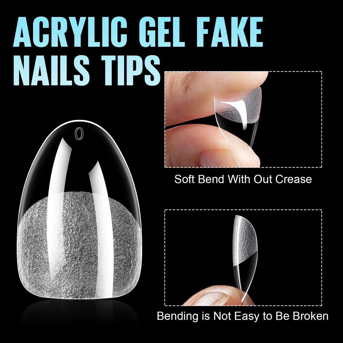 TOMICCA Medium Almond Nail Tips, 360Pcs Gel Nail Tips, 12 Sizes Acrylic Pre Buffed Medium Almond False Tips, Full Cover Half Matte Nails for Nail Art Beauty and Personal Care TOMICCA