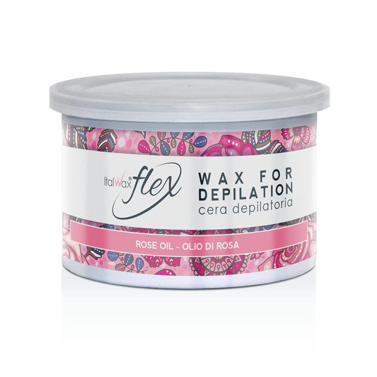 Italwax Flex Rose Oil - 14oz (397 g) - Soft wax tin for hair removal - Uncented - Liposoluble syntetic formulation - Ideal for waxing all body area Beauty and Personal Care Italwax