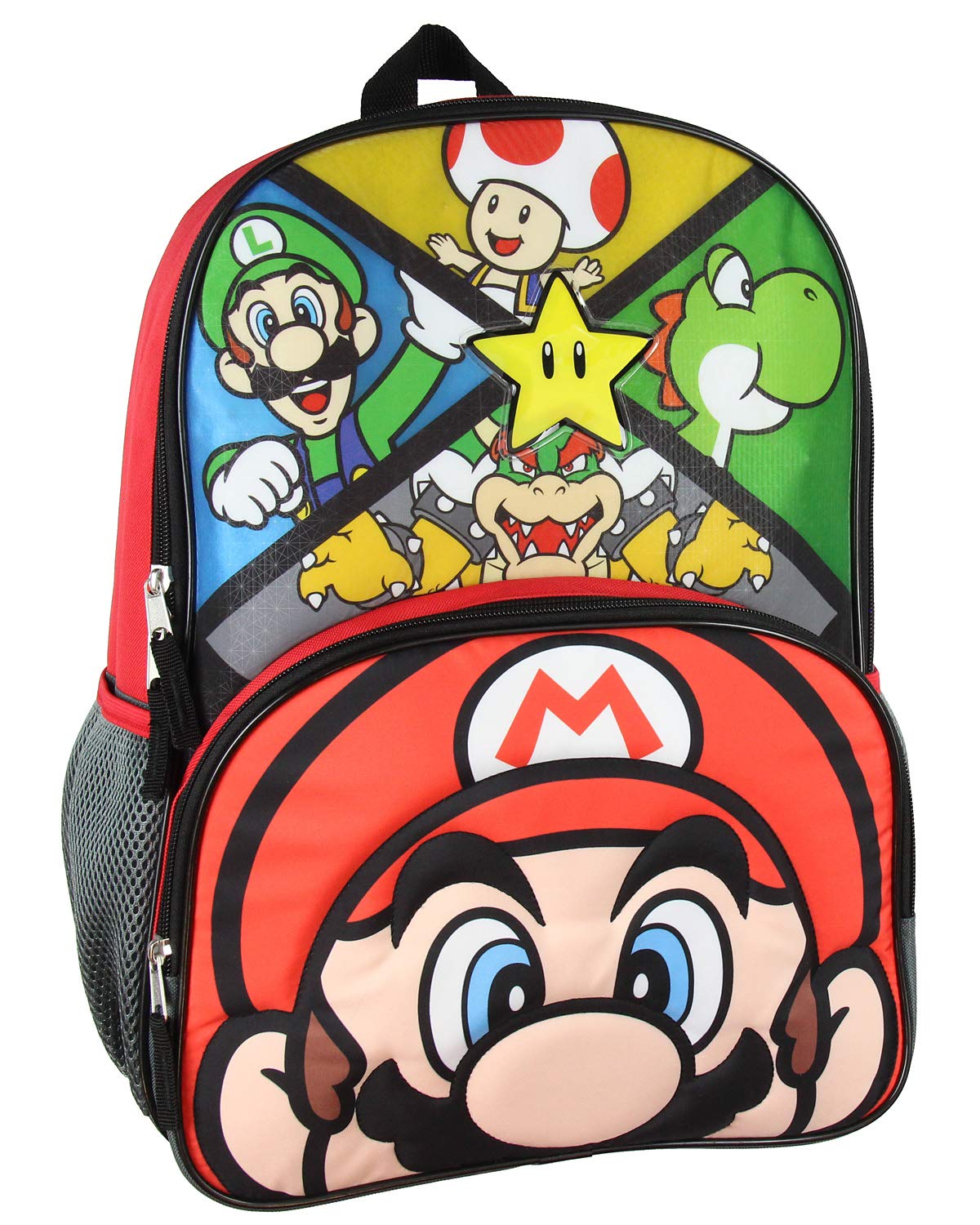 Super Mario Boy's Front Tap Activated LED Light Up 16" School Kid's Backpack