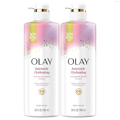 Olay Body Wash for Women, Intensely Hydrating, Hyaluronic Acid Serum Complex, Renews Moisture, Free of Parabens & Phthalates, Vitamin B3 Lameller