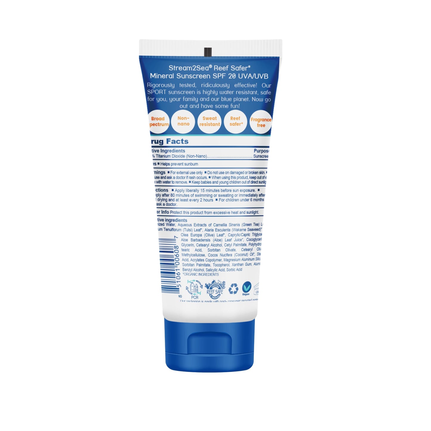 STREAM 2 SEA SPF 20 Biodegradable Mineral Sunscreen, 3 Fl oz Paraben Free Non Greasy and Moisturizing Reef Safe Sunscreen For Face and Body Protection
