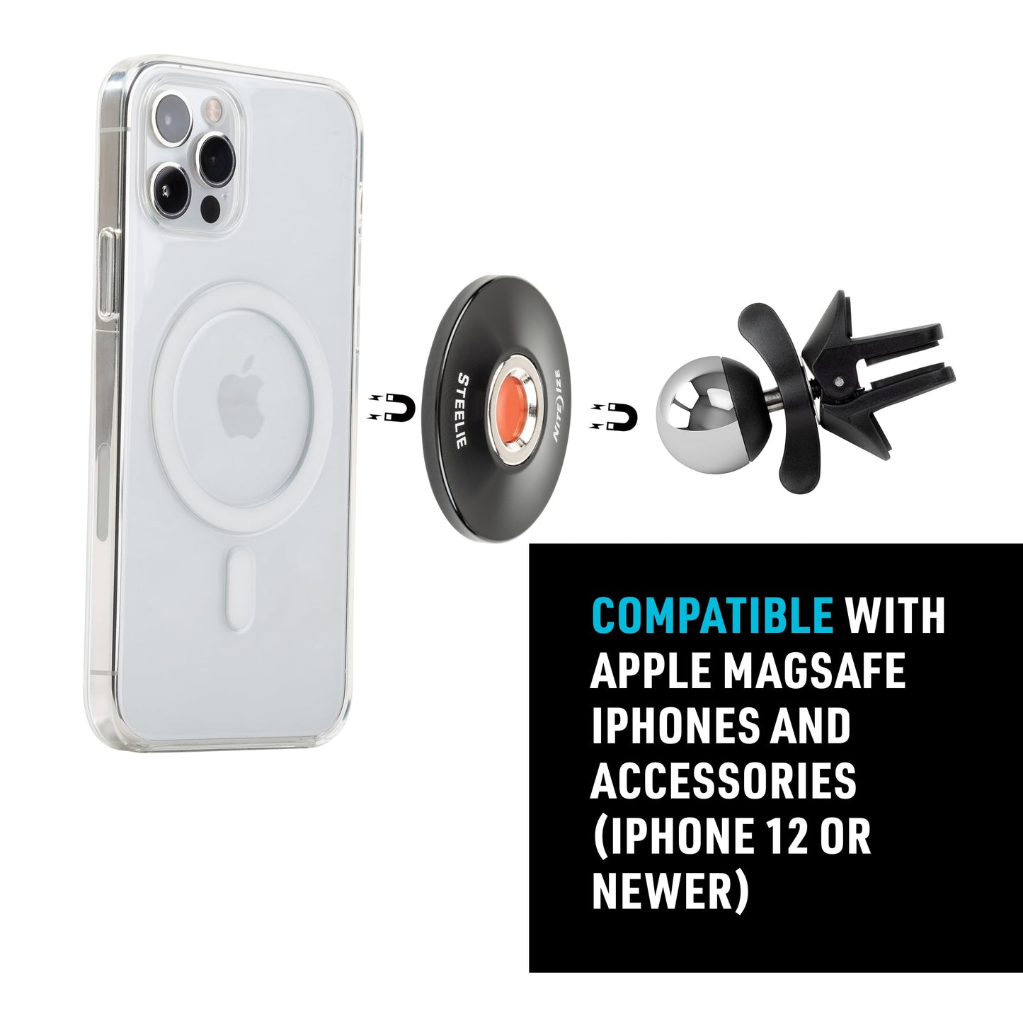 Nite Ize Steelie Vent Kit - Magnetic Cell Phone Holder for Car Vents - Phone Mount - Orbiter Plus