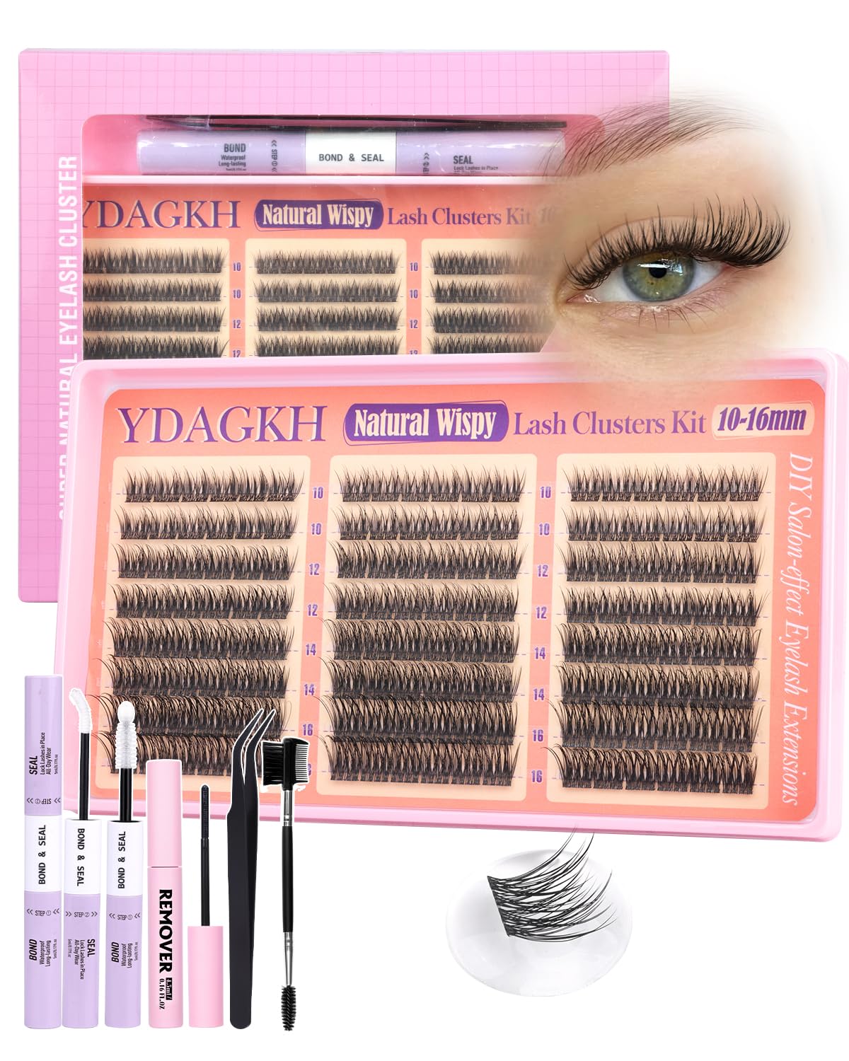Natural Lash Clusters Kit 10-16mm Wispy Eyelash Clusters Clean Girl Makeup Cluster Eyelash Extensions CC Curly Individual Lashes Kit with Clear Lash Beauty and Personal Care YDAGKH Default Title