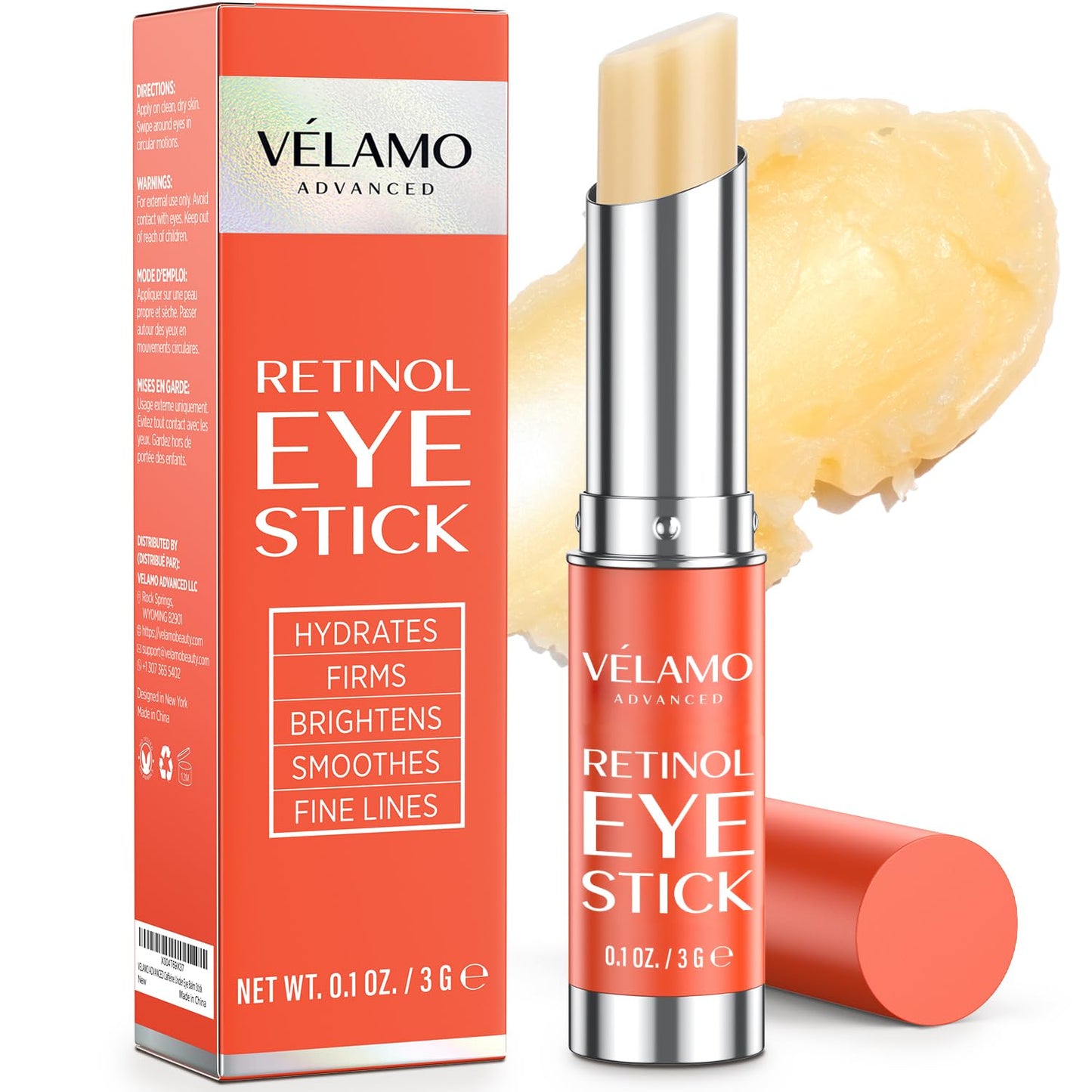 VELAMO ADVANCED Retinol Eye Stick: Renewing & Firming Under Eye Balm for Dark Circles, Puffiness, Fine Lines & Wrinkles - Travel Essentials, Portable Beauty and Personal Care VELAMO ADVANCED