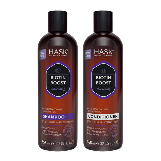 HASK Biotin Boost Thickening Shampoo + Conditioner Set | Adds Fullness, Strengthens, Volumizes, Sulfate-Free, Paraben-Free, Gluten-Free, Color Safe | Beauty & Personal Care HASK