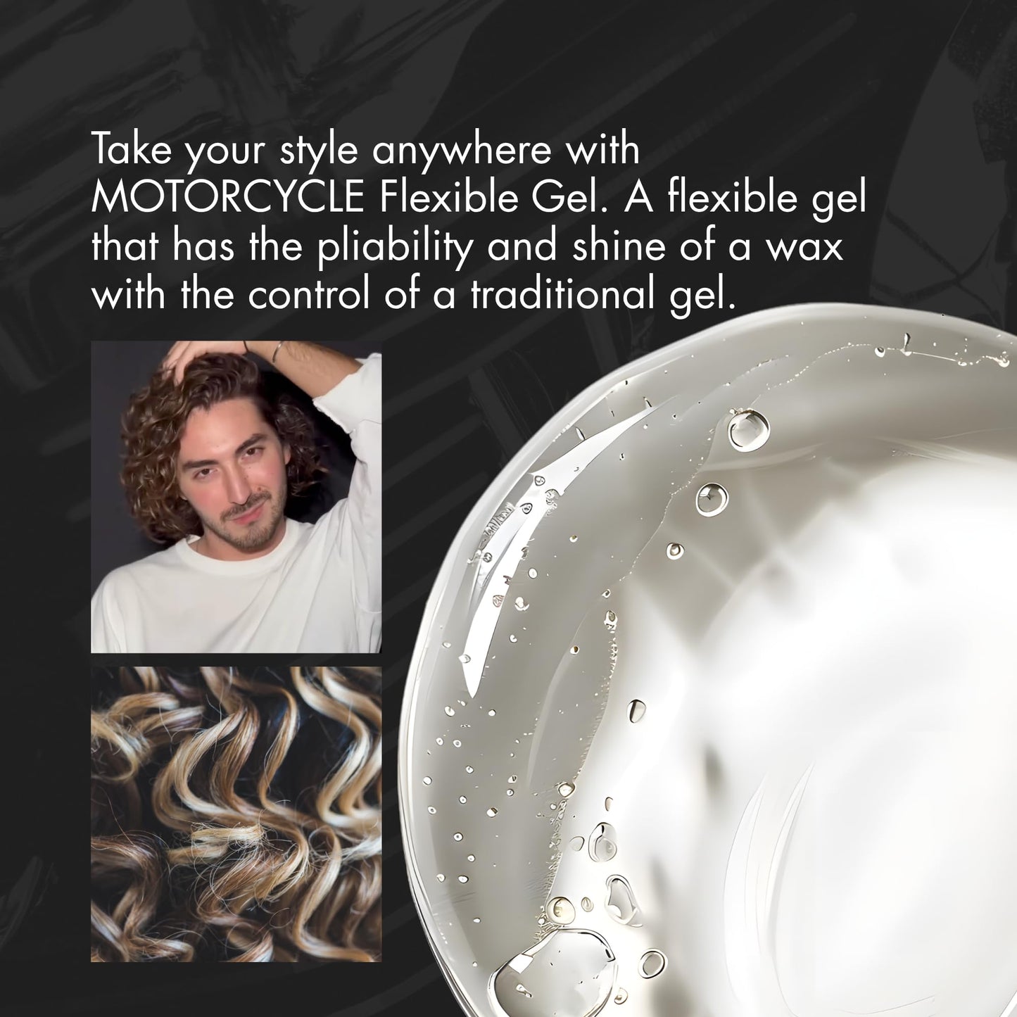 R+Co Motorcycle Flexible Gel - Hybrid Styling Gel with Flexible Hold & Wax-Like Shine - Heat Protectant, Volumizing Gel for Texture, Natural Finish