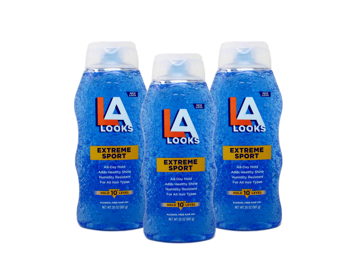LA Looks Extreme Sport Hair Gel, All-Day Hold, Humidity Resistant, Alcohol Free, Hold Level 10, 20 oz (Pack of 3)