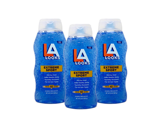 LA Looks Extreme Sport Hair Gel, All-Day Hold, Humidity Resistant, Alcohol Free, Hold Level 10, 20 oz (Pack of 3)