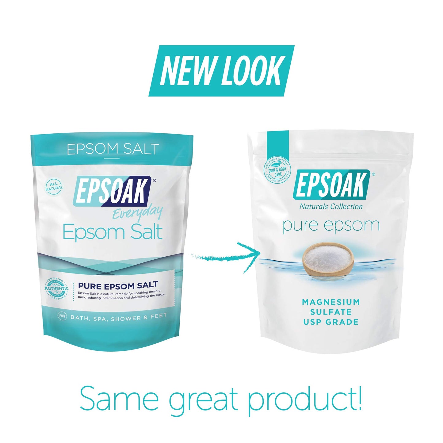 Epsoak Epsom Salt 12 lb. Magnesium Sulfate USP. (Qty. 6 x 2 lb. Bags) Resealable Epsom Salt Bag Unscented, Made in The USA, Cruelty-Free Certified Beauty and Personal Care Epsoak