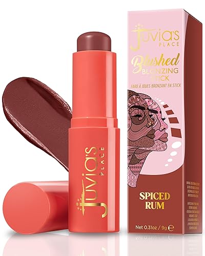 Juvia's Place Blushed Blonzing Stick - Spiced Rum - 2-in-1 Cream Bronzer & Blush Stick for Face - Buildable, Blendable Formula for a Sculpted, Radiant