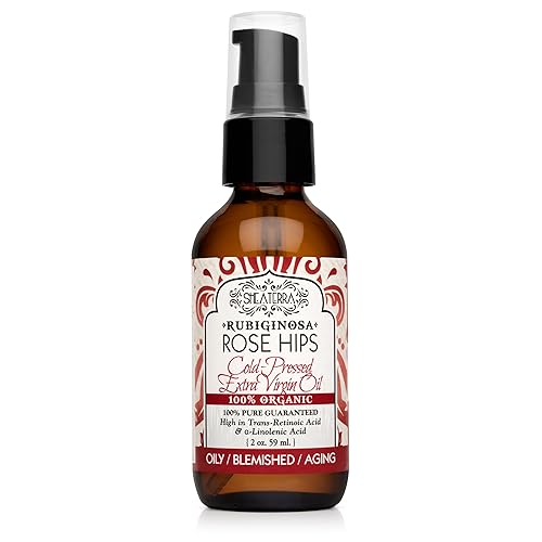 Shea Terra Rubignosa Rose Hips Cold-Pressed Extra Virgin Oil, All Natural & Organic Oil Rich in Antioxidants and Fatty Acids for Skin Repair
