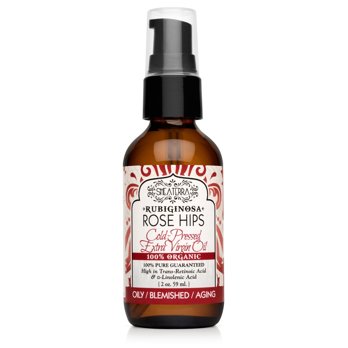 Shea Terra Rubignosa Rose Hips Cold-Pressed Extra Virgin Oil, All Natural & Organic Oil Rich in Antioxidants and Fatty Acids for Skin Repair