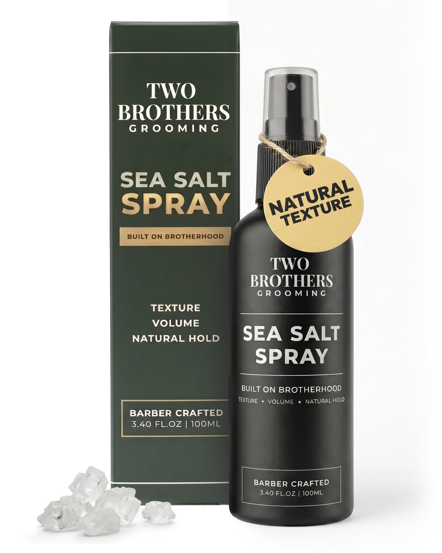 Two Brothers Grooming Sea Salt Spray for Men Hair Texturizing Spray, Volume & Thickness Boost, Matte Finish, Lightweight Natural Hold, Beach Wave Hair