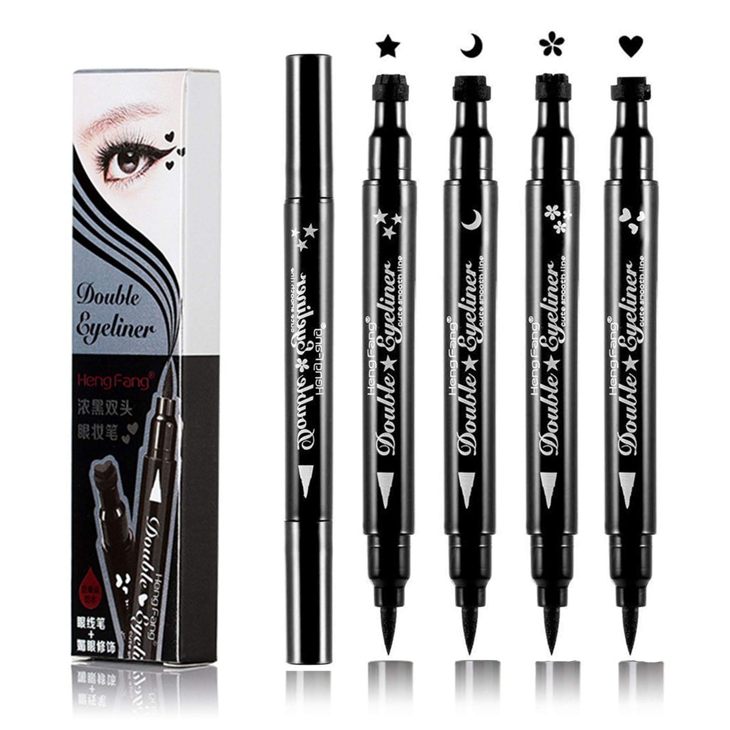 LGSZGDCN Double-headed Eyeliner Stamp Winged,Waterproof and Smudge proof 4 Pens Eyeliner Stamp. Perfect Wing Cat Eye Stamp, Long Lasting Liquid Eye
